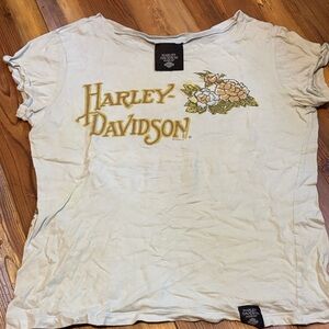 Harley-Davidson Vintage Baby Blue Floral Short Sleeve Tee